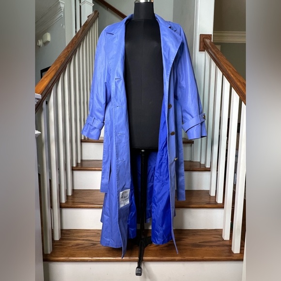 Vintage London Fog Long Belted Trench Coat in Blue Size 12 Made in USA - Picture 9 of 10